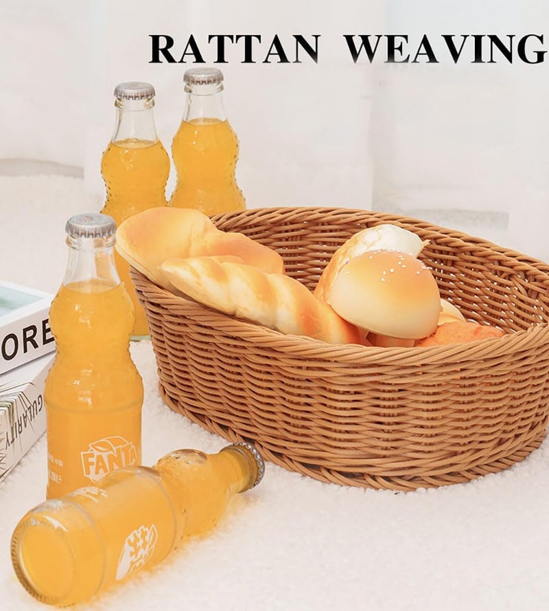 AMBOJIE Wicker Bread Basket,Handwoven Storage Basket for Fruit Basket Vegetables Cosmetics in Home Restaurant & Bakery (Oval 2Pack) - Image 4